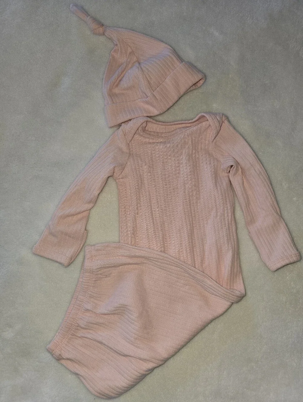 Carter's Preemie Baby Gown & Hat Set. Comes With 0-3m Child of Mine Cardigan - Picture 2 of 8